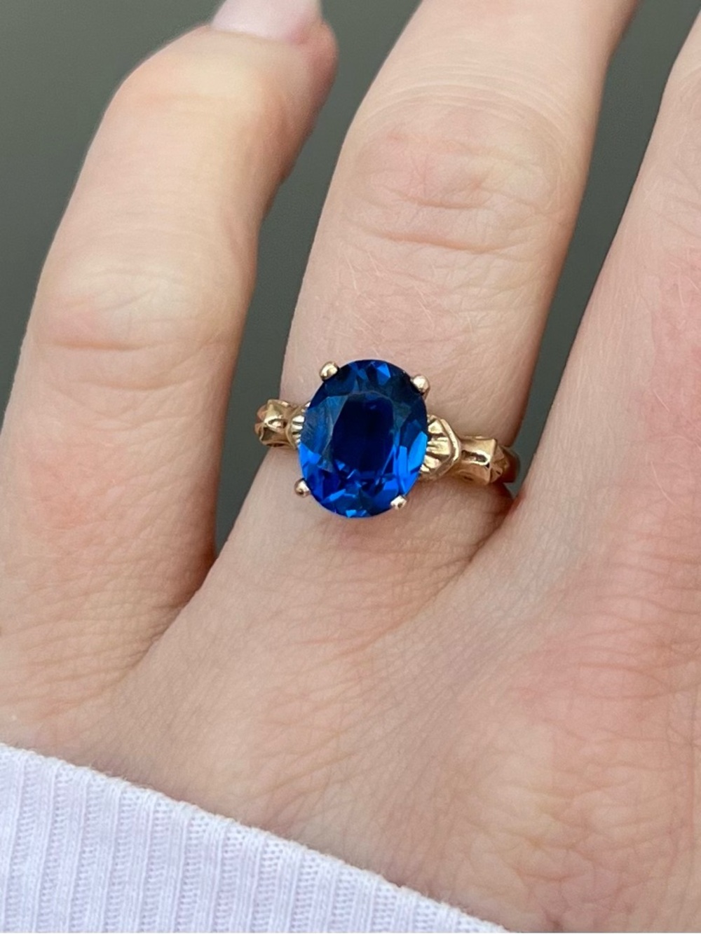 10K Solid Gold Ring with Vibrant Blue Stone